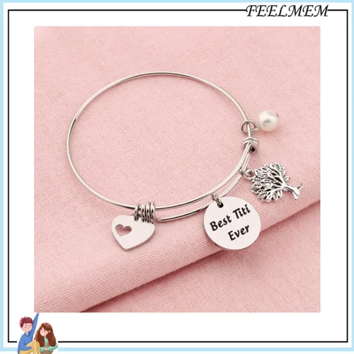 Miniatura 7 de Felmem - Pulsera de joyería familiar con la mejor titi Ever para abuela, regalo de aniversario, regalo de cumpleaños para Titi