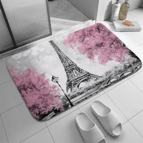 Miniatura 7 de Paris Tower - Tapete de baño de microfibra extrasuave y absorbente, tapete de baño de felpa antideslizante, tapete de baño para suelo de baño
