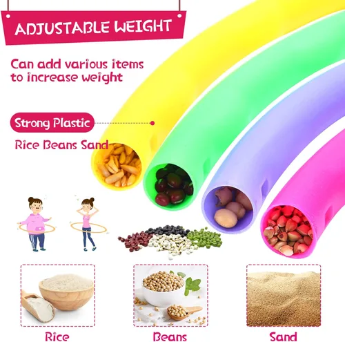 Miniatura 4 de Chivao Paquete de 8 aros desmontables de color, anillo de ejercicio de cintura de plástico, tamaño ajustable, de plástico, suministros de fiesta