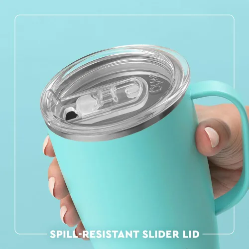 Miniatura 5 de Swig Life - Taza de café de viaje de 22 onzas, vaso con aislamiento térmico con asa y tapa, para portavasos y lavavajillas, de acero inoxidable