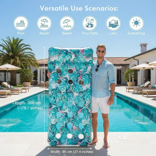 Miniatura 2 de Paquete de 2 tapetes inflables para piscina, tumbona, juguetes de natación multiusos para fiesta en la piscina, playa de verano, al aire libre