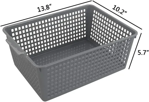 Miniatura 2 de Gloreen Paquete de 3 cestas de almacenamiento de plástico grandes, cesta de almacenamiento multiusos para organizador, color gris