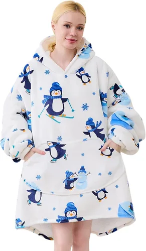 Miniatura 30 de Moinlizy - Sudadera con capucha tipo manta extragrande, portátil con capucha y bolsillo, de grueso sherpa, para mujeres y hombres adultos