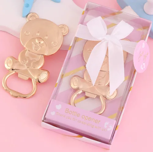 Miniatura 6 de Paquete de 24 abridores de botellas de oso para invitados de baby shower, abridor de botellas de cerveza de metal para recuerdos de baby shower, Rosa