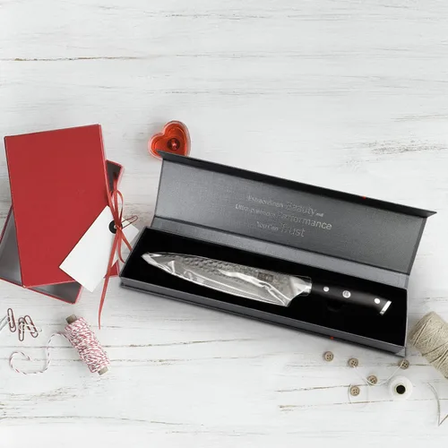 Miniatura 7 de SHAN ZU Cuchillo de chef, cuchillo de acero damasquino de 8 pulgadas, cuchillo de cocina profesional, cuchillos de utilidad de acero de alto carbono
