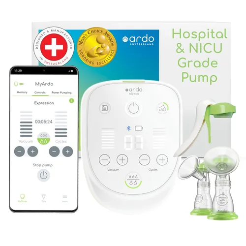 Miniatura 8 de Ardo Alyssa-To-Go Extractor de leche de grado hospital para el hogar, fabricado en Suiza, recargable, función de memoria, bombeo de potencia