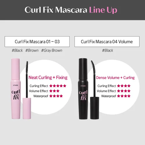 Miniatura 3 de ETUDE Máscara Curl Fix Volumen 1+1 Set, Máscara para Pestañas, Rizos Fuertes, Larga Duración, Impermeable, Ligera, Maquillaje Coreano, Belleza