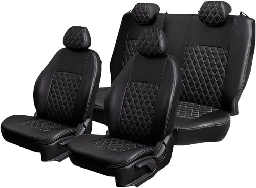 Miniatura 13 de Lord AutoFashion - Fundas de asiento para Toyota Tacoma 2016-2023 Turin Diamond de ajuste personalizado, impermeables, de cuero ecológico, diseño