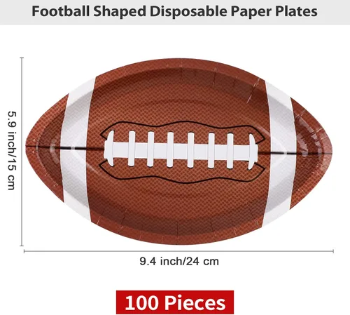 Miniatura 2 de ADXCO 100 platos de papel desechables con forma de fútbol, platos de fiesta de fútbol, suministros de fiesta temática de fútbol, suministros