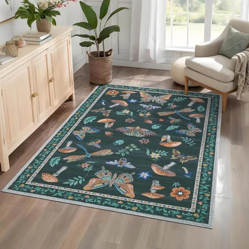 Miniatura 55 de ROYHOME - Alfombra con diseño de hongos e insectos, para pasillos, cocina o baño, antideslizante, lavable, suave, larga, 2 x 6, beige