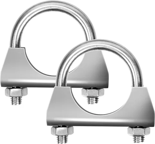 Miniatura 8 de Glarks 2 abrazaderas en U de acero inoxidable 304 de 1.378 in (1-3/8 pulgadas) con brida de sillín para tubo de escape
