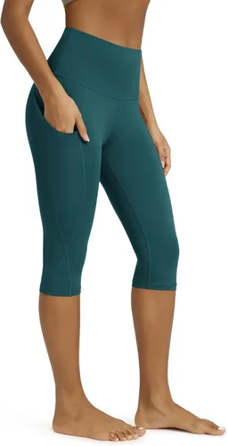 Miniatura 80 de ODODOS - Leggings capri de cintura alta para mujer con bolsillos, control de abdomen, no se transparentan, para entrenamiento atlético, running