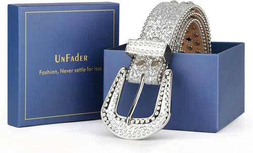 Miniatura 4 de UnFader Cinturones occidentales con diamantes de imitación para mujer y hombre, diseño de vaquera, cinturones con tachuelas de diamantes para jeans