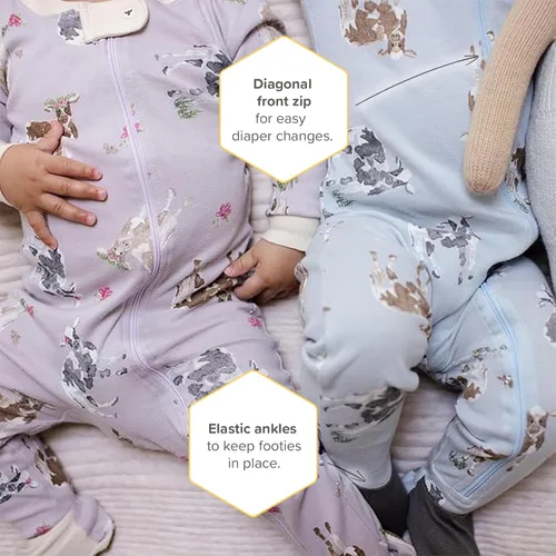 Miniatura 130 de Burt's Bees Baby - Pijama de una pieza para bebé, mameluco para dormir y jugar, algodón 100% orgánico, cremallera frontal