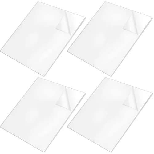 Paquete de 4 hojas acrílicas transparentes cuadradas de 12 x 12 x 1/4 pulgadas, tablero acrílico de plexiglás transparente, tablero de vidrio de