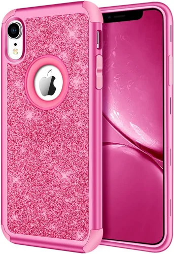 Miniatura 12 de Hython Compatible con Funda para iPhone XR, Protector Defensor de Cuerpo Completo de Servicio Pesado con Purpurina Brillante Reluciente, Carcasa