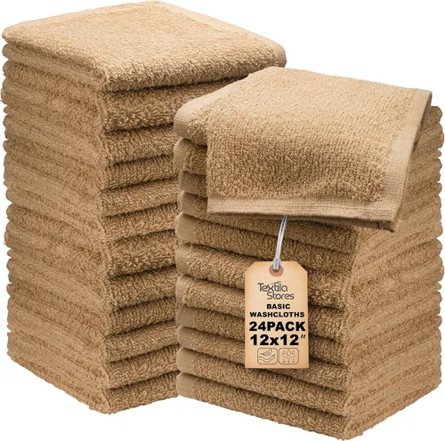 Miniatura 10 de Toallas de baño básicas medianas de 24 x 48 pulgadas, paquete de 6, color beige, suaves y absorbentes, toallas de algodón multiusos para baño, spa