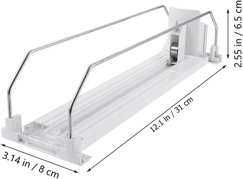 Miniatura 4 de PRETYZOOM Organizador de bebidas para nevera, 12.2 in/12 pulgadas, dispensador de botellas de beber autoempujante, dispensador de soda deslizante