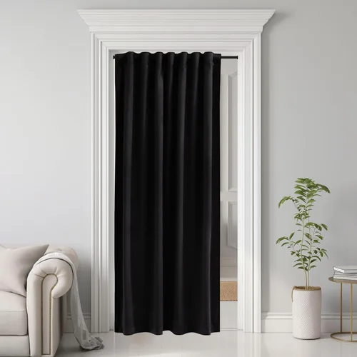 Miniatura 54 de StangH - Cortinas opacas de terciopelo con pestaña trasera, aislamiento térmico, para puerta corrediza, dormitorio, telón de fondo, estudio, teatro