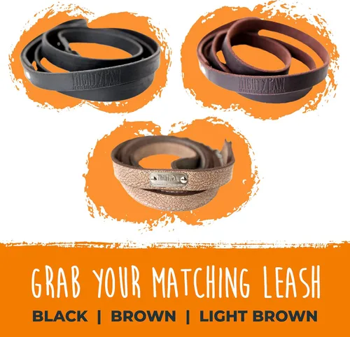 Miniatura 7 de Collar de perro de cuero Mighty Paw - Cuero genuino envejecido - Hebilla de metal fuerte - Comodidad máxima - Estilo moderno para todas las razas