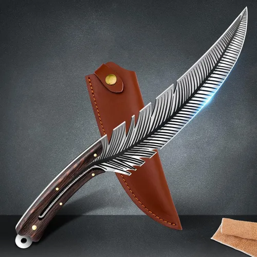 Cuchillos de chef profesionales, cuchillo de deshuesado de plumas afiladas con vaina, cuchillo de chef de acero de alto carbono, cuchillo de