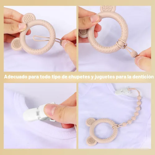Miniatura 6 de Eascrozn Paquete de 6 clips de silicona para chupete con diseño de una sola pieza para bebés, niños y niñas, sin BPA, clips suaves y flexibles