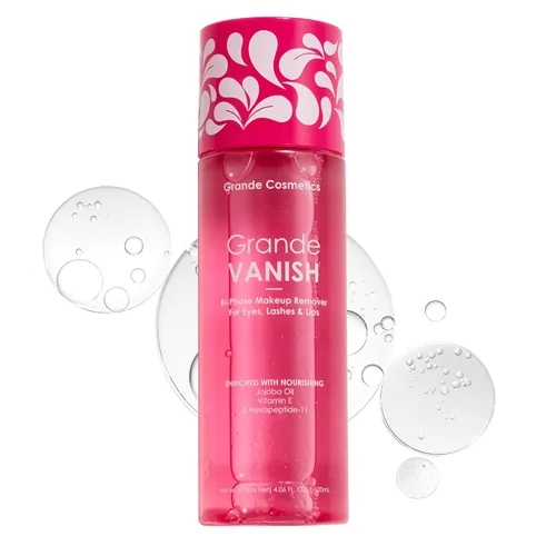 Grande Cosmetics Removedor de maquillaje – Elimina el maquillaje a base de agua y aceite, disuelve fórmulas de larga duración e impermeables (3.4 fl
