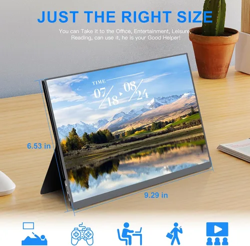 Miniatura 6 de Monitor portátil de 10.5'' para laptop, monitor de pantalla portátil de 2K FHD 60HZ, entradas USB-C y HDMI, panel IPS ultradelgado con HDR
