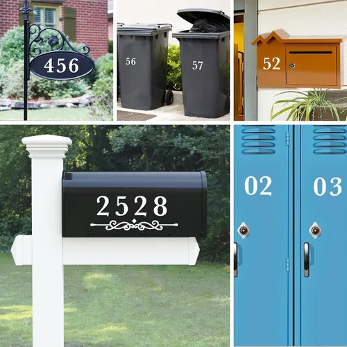 Miniatura 7 de 33 unidades de números de buzón para exterior, autoadhesivos, impermeables, rústicos, de vinilo blanco, calcomanías de números de dirección