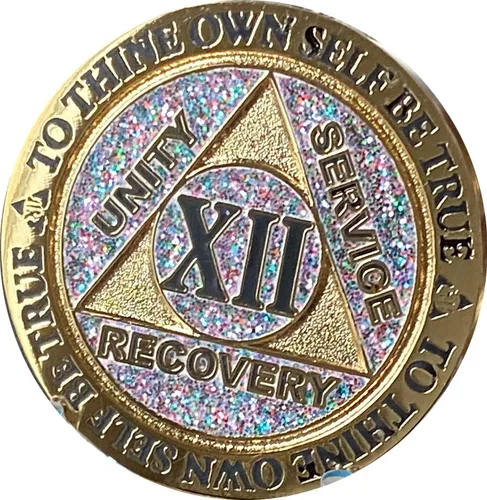 Miniatura 5 de 12 años AA Medallion Reflex Cumpleaños Funfetti Plata Glitter Gold Plated Color Chip