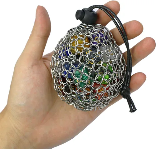 Miniatura 6 de YOUSHARES Bolsa de dados de acero inoxidable para juego de dados de metal poliédrico D&D, bolsa de dados DND para juego de dados de metal poliédricos