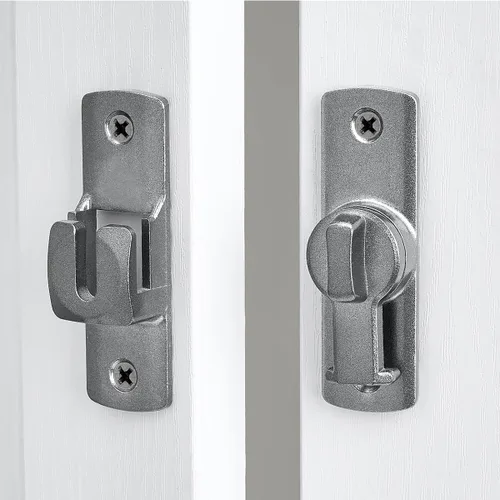 Miniatura 4 de 3 Paquetes Cerradura Gris para Puerta de Granero con Giro de 90/180 Grados, Protege la Privacidad - Pestillo de Seguridad para Puerta, Herrajes