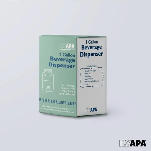 Miniatura 8 de Ilyapa Dispensador de bebidas de vidrio para exteriores con base de metal resistente, espita de acero inoxidable y pizarra colgante - Dispensador