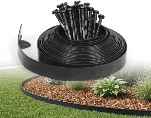 Gardzen Kit de Bordes para Paisajismo de 1.5" x 20', Borde de Jardín y Césped Sin Excavación con 24 Piezas de Estacas, Borde Flexible para Cama de