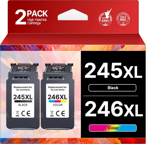 PG-245 XL/CL-246 XL de alta capacidad para Canon 245XL 246XL Combo pack de reemplazo para tinta Canon 245 y 246 Compatible con Pixma TS202 TR4520