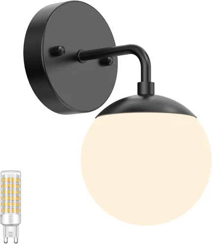 Miniatura 13 de Tipace Aplique de pared dorado 1 luz, aplique de pared globo moderno de mediados de siglo, lámpara de pared dorada para restaurante, sala de estar
