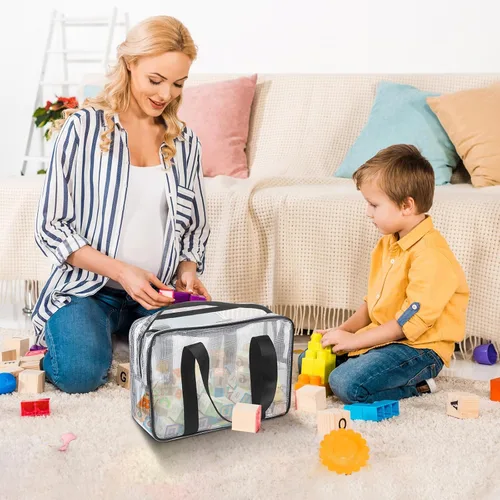 Miniatura 2 de 6 bolsas grandes de almacenamiento de juguetes, bolsas organizadoras de juguetes plegables transparentes con cremallera, bolsas organizadoras