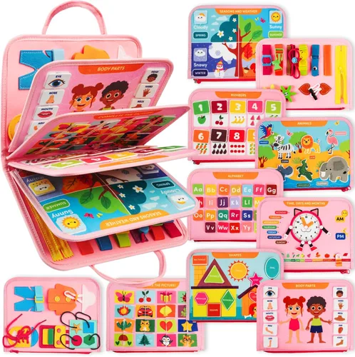Clever Fox Play Libro de actividades para niños pequeños de 1 a 3 años - Libro de mesa para bebés ocupados - Tablero de actividades de fieltro