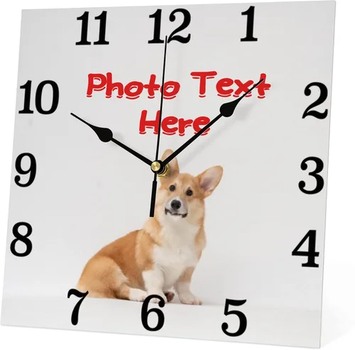 Miniatura 2 de Reloj personalizado cuadrado de pared con fotos personalizables, de 8 pulgadas, decoración silenciosa sin tictac para sala de estar, cocina, baño