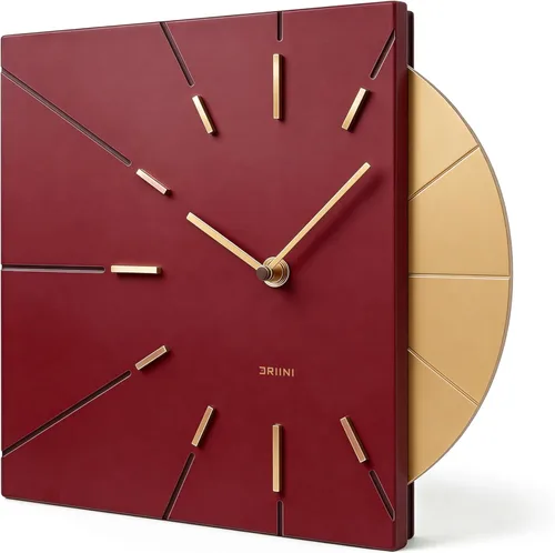 Miniatura 7 de Relojes Driini Reloj de pared moderno de mediados de siglo - Reloj cuadrado negro con acento dorado decorativo - Reloj único y genial, funciona