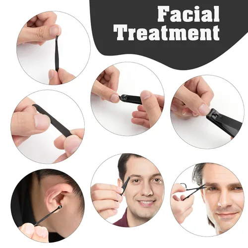 Miniatura 4 de Juego de manicura 7 en 1 de acero inoxidable para uñas, regalos para hombres, adolescentes, herramientas de pedicura con estuche para limpiar