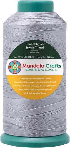 Miniatura 129 de Mandala Crafts - Hilo de nailon para coser cuero, tapicería, mezclilla y para trenzar el pelo; resistente, 1500 yardas, tamaño 69 T70 Marrón