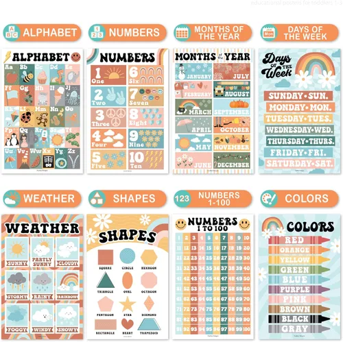 Miniatura 3 de Hadley Designs 16 carteles educativos para niños pequeños de 1 a 3 años, carteles laminados de aprendizaje para preescolar y jardín de infantes