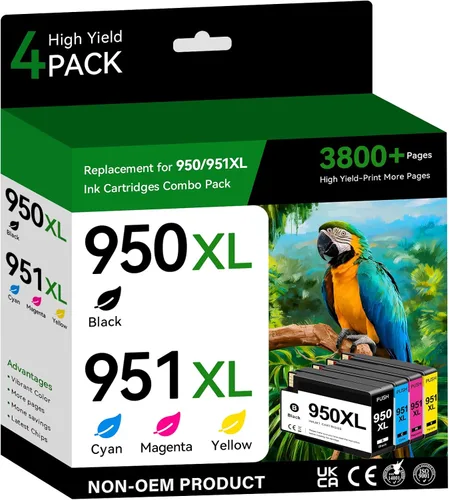 Paquete de 4 cartuchos de tinta 950XL 951XL para impresora HP compatibles con cartuchos de tinta HP 950 951, paquete combinado funciona con HP