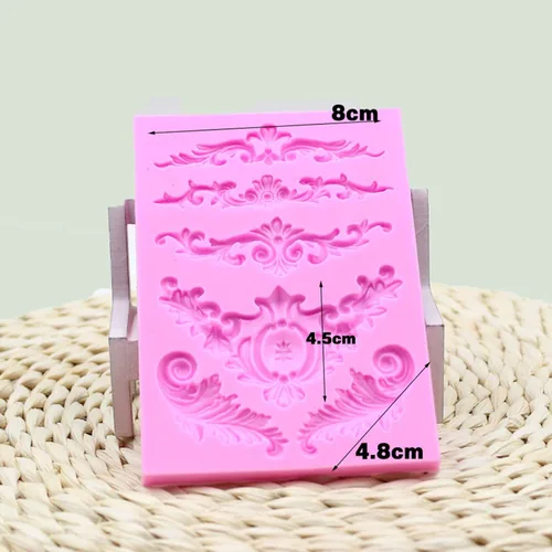 Miniatura 5 de Molde de silicona de encaje con estampado de flores en estilo barroco Rainmae para decoración de borde de pastel en filigrana, decoración de Estilo 1