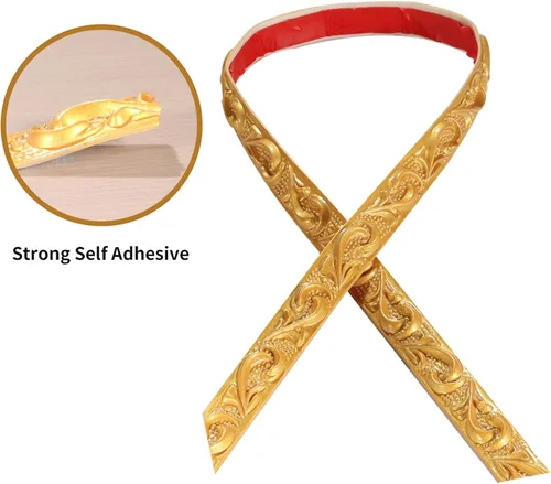 Miniatura 3 de Moldura de Pared Flexible, 16.4 Pies Autoadhesiva Despegar y Pegar Moldura de Corona Moldura de Techo, Borde de Gabinete, Moldura de Marco de Dorado