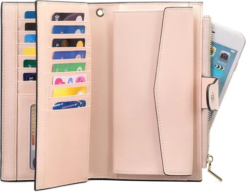 Miniatura 3 de SENDEFN - Cartera de cuero para mujer, portatarjetas con bloqueo RFID, monedero para mujer con cierre