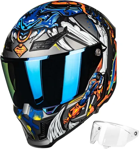 Miniatura 8 de ILM Cascos para Motocicleta para Adultos Hombres Mujeres Casco Integral DOT ECE con Visor Dual para Carreras en Calle con Pinlock Modelo MF509