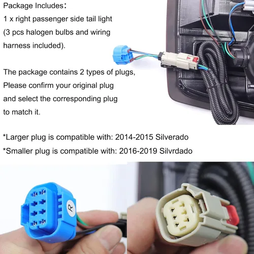Miniatura 8 de MOCW Luz trasera derecha compatible con Chevrolet Silverado 1500 2500 HD 3500HD 2014-2018, GMC Sierra 3500 HD 2014-2018, luces traseras de freno