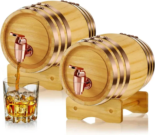 Thyle Barril de whisky vintage de 1 litro para cóctel, tequila, ron de licores, dispensador de whisky, barril de barril de alcohol con soporte para
